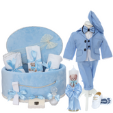 Set trusou pentru botez baietel, model ursulet bleu, 16 piese, Recostore® ,REC3492