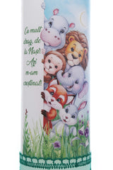 Lumanare botez baieti, model cu Safari, 30x7 cm, verde, Recostore®, REC5002/23