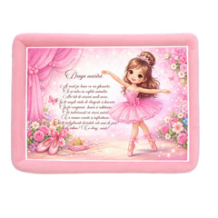 Tava mot fete, aniversare 1 an, model cu balerina, catifea roz, 10 piese, 34x25 cm, REC5011/37