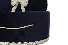 Cutie transport trusou din catifea buretata, bleumarin, REC3421