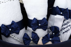 Trusou botez "Radacini si aripi..." bleumarin, 9 piese, REC3432