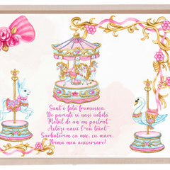 Set tava pentru taiere mot/ turta, model Carusel, roz, 6 piese, 35x20 cm, Recostore®, REC1967/211