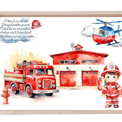 Set tava pentru taiere mot la baieti, model Pompier, bleumarin, 6 piese, 35x20 cm, Recostore®, REC1967/212