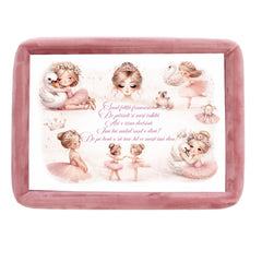 Tava mot fete, aniversare 1 an, model cu balerina, catifea roz pudrat, 10 piese, 34x25 cm, REC5011/38