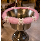 Decor elegant pentru cristelnita, tull roz cu fundite, 3M, Recostore®, REC5016/5