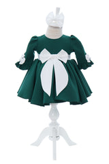 Rochita cu fundita in talie pentru botez, verde, 2 piese, REC3055