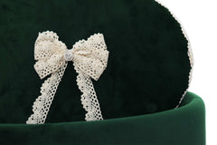 Cutie transport trusou din catifea buretata, verde, REC3422