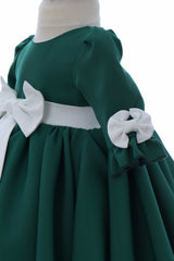 Rochita cu fundita in talie pentru botez, verde, 2 piese, REC3055