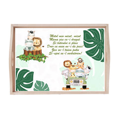 Set tava pentru taiere mot la baieti, model Safari, Verde, 6 piese, 35x20 cm, Recostore®, REC1967/216