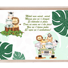 Set tava pentru taiere mot la baieti, model Safari, Verde, 6 piese, 35x20 cm, Recostore®, REC1967/216