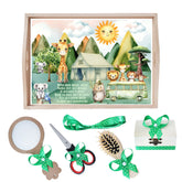 Set tava pentru taiere mot la baieti, model Safari, Verde, 6 piese, 35x20 cm, Recostore®, REC1967/217