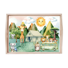 Set tava pentru taiere mot la baieti, model Safari, Verde, 6 piese, 35x20 cm, Recostore®, REC1967/217