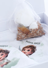 Set prima baita dupa botez cu nasii, body, prosop si saculet cu mirodenii, Ingeras, REC2553