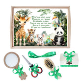 Set tava pentru taiere mot la baieti, model Safari, Verde, 6 piese, 35x20 cm, Recostore®, REC1967/219