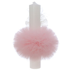 Lumanare botez, ingeras, 30x5.5 cm, roz, Recostore®, REC5004/11