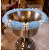 Decor elegant pentru cristelnita, tull bleu cu fundite, 3M, Recostore®, REC5016/6