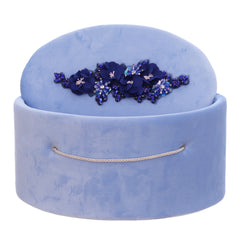 Cutie ovala transport trusou din catifea buretata, bleu, REC3324