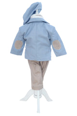 Costum elegant pentru botez, 5 piese, bleu-crem, REC3449