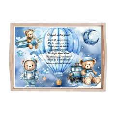 Set tava pentru taiere mot la baieti, model Ursulet, bleu, 6 piese, 35x20 cm, Recostore®, REC1967/223