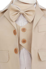 Costum botez baieti, crem compus din 5 piese, Recostore®, REC2743