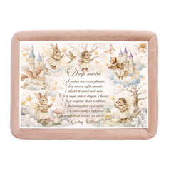 Tava mot fete, aniversare 1 an, model cu Ursulet, catifea crem, 10 piese, 34x25 cm, REC5011/39