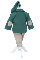 Costum elegant pentru botez, 5 piese, verde-crem, REC3452