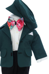 Costum verde pentru botez, 5 piese, REC3453
