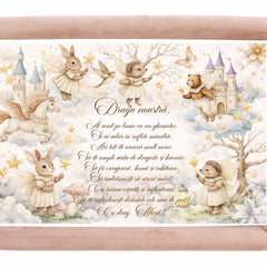 Tava mot fete, aniversare 1 an, model cu Ursulet, catifea crem, 10 piese, 34x25 cm, REC5011/39
