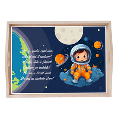 Set tava pentru taiere mot la baieti, model Micul Astronaut, bleumarin, 6 piese, 35x20 cm, Recostore®, REC1967/228