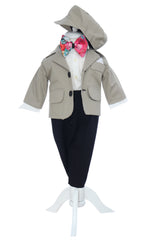 Costum crem pentru botez, 5 piese, REC3455
