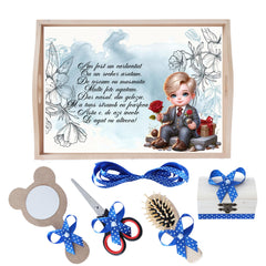 Set tava pentru taiere mot, model Baietel, albastru electric, 6 piese, 35x20 cm, Recostore®, REC1967/231