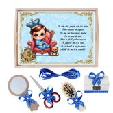 Set tava pentru taiere mot la baieti, model bebe Print, albastru electric, 6 piese, 35x20 cm, Recostore®, REC1967/232