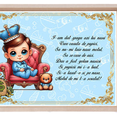 Set tava pentru taiere mot la baieti, model bebe Print, bleu, 6 piese, 35x20 cm, Recostore®, REC1967/233