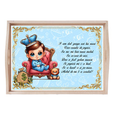 Set tava pentru taiere mot la baieti, model bebe Print, bleu, 6 piese, 35x20 cm, Recostore®, REC1967/233