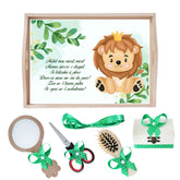 Set tava pentru taiere mot la baieti, model cu Leu, verde, 6 piese, 35x20 cm, Recostore®, REC1967/235