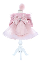 Set trusou complet pentru botez de fete, model Zana, 11 piese, Rochita cu funda, lumanare cu zana, trusou brodat si pantofiori, Recostore®, REC2495