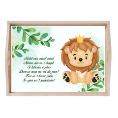 Set tava pentru taiere mot la baieti, model cu Leu, verde olive, 6 piese, 35x20 cm, Recostore®, REC1967/234