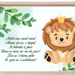 Set tava pentru taiere mot la baieti, model cu Leu, verde, 6 piese, 35x20 cm, Recostore®, REC1967/235