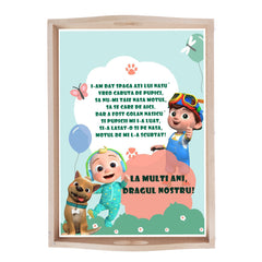 Set tava pentru taiere mot la baieti, model cu Cocomelon, verde olive, 6 piese, 35x20 cm, Recostore®, REC1967/236