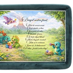 Tava mot baieti, aniversare 1 an, model cu Dinozauri, catifea verde, 10 piese, 34x25 cm, REC5011/40