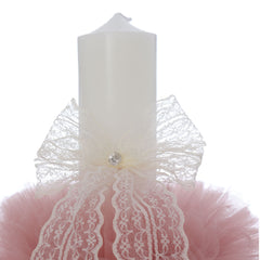 Lumanare botez, 30x5.5 cm, Roz pudrat, Recostore®, REC5004/13