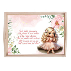 Set tava pentru taiere mot/turta, Model cu Fetita, roz pudrat, 6 piese, 35x20 cm, Recostore®, REC1967/239