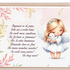 Set tava pentru taiere mot/turta la fete, Model cu ingeras, roz pudrat, 6 piese, 35x20 cm, Recostore®, REC1967/241