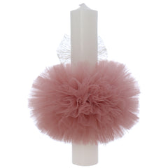 Lumanare botez, 30x5.5 cm, Roz pudrat, Recostore®, REC5004/13