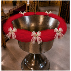 Decor elegant pentru cristelnita, tull rosu cu fundite, 3M, Recostore®, REC5016/9