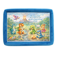 Tava mot baieti, aniversare 1 an, model cu Dinozauri, catifea turcoaz, 10 piese, 34x25 cm, REC5011/41