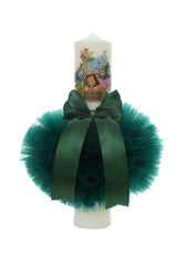 Trusou complet pentru botez de baieti personalizat cu Safari, lumanare cu Safari, costum si pantofiori, Verde, 15 piese, Recostore®, REC2756