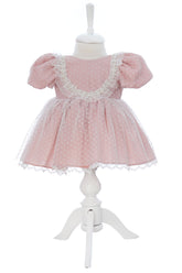 Rochita pentru botez, model cu buline si perlute, REC3467