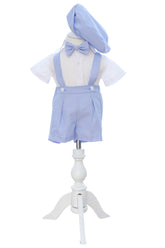 Costum bleu de vara pentru botez, 4 piese, REC3469