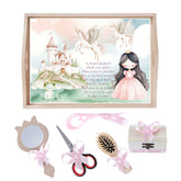 Set tava pentru taiere mot/turta la fete, model printesa, roz, 6 piese, 35x20 cm, Recostore®, REC1967/249